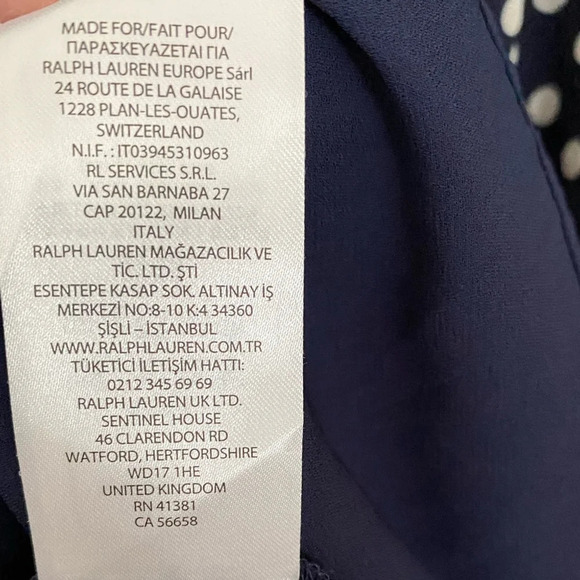 Lauren Ralph Lauren, Navy Polka Dot Isidra Dress, Size 12 - Picture 10 of 13